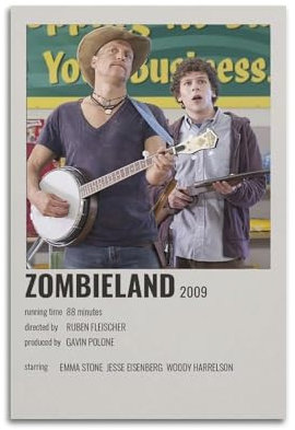 YURQWHRB Zombieland-Poster, Wandkunst, Leinwand, ästhetischer Einband, Vintage-Poster, dekoratives Gemälde für Zimmer, 40 x 60 cm, ungerahmter Stil