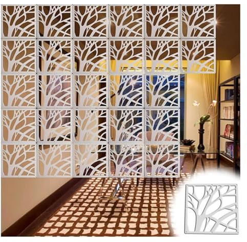 EPYBJYWQ Hängende Raumteiler 29/39cm,Room Dividers, Weiß Paravent Hängepaneel for Wohnzimmer Schlafzimmer Zuhause Hotel Büro Bar Dekoration(29x29cm,10Pcs)