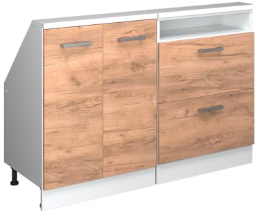 Vicco Dachschrägenschrank-Set Rion, Goldkraft Eiche/Weiß | B120 x T46 cm, 2er Set, platzsparend für Dachschrägen