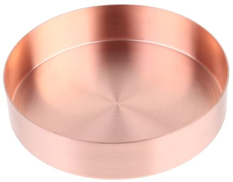 minkissy Bandeja Redonda de Cobre para Almacenamiento de Joyas y Servir Nueces Organizador Decorativo de Escritorio para de Boda y Cumpleaños