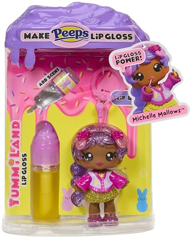 Yummiland x Peeps Lip Gloss Doll - Michelle Mallows - Enthält 1 Puppe, DIY Duftenden Lipgloss, Abnehmbare Mode und Schlüsselanhänger, Geeignet für Kinder ab 4 Jahren
