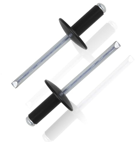 msymsyu Popnieten 55 Stk Blindnieten Alu 4.8x13mm Großkopf Nieten | Schwarz Blindnieten zum Verbinden von Blech Holz Möbel Fensterrahmen mit Kunststoffrahmen Einfache Installation