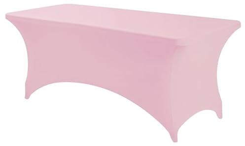 ANNAFRIS Nappe de Table Extensible 6 Feet, 183x76x76cm Couverture de Table en Polyester, Lavable Ensembles de Lit de Beauté(Rose pâle)