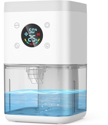 Deumidificatore 1800ML, Deumidificatore Casa Muffa, Desumidificatore silenzioso con timer, filtro e disiumidificazione intelligente, purificatore dell'aria-Bianco