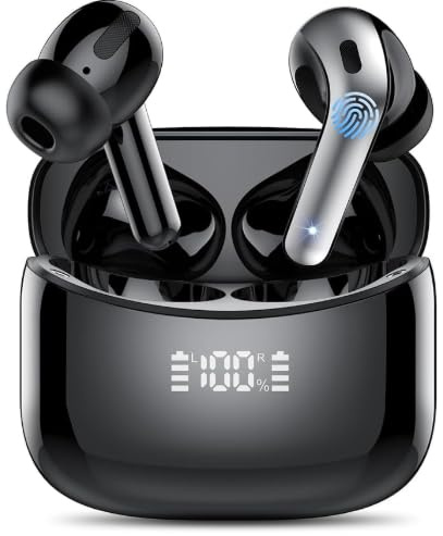 Elite XPTO X15 Auriculares Inalámbricos Bluetooth 5.4, Control Táctil, Pantalla LED, Carga USB-C, Reducción de Ruido, Sonido Estéreo Hi-Fi (Negro)