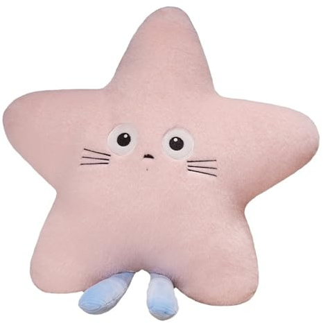 KUKUShining Stern Plüsch Kissen, Weiches Sternförmiges Kuschelkissen Dekokissen Flauschiges Sternenkissen Plüschtier Zierkissen Für Sofa Auto Büro(Pink,40cm/15.7in)