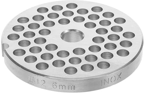 STOBAZA Grille Hachoir N 12 en Acier Inoxydable pour Hachoir à Viande Manuel, Plaque Disque Couteau Rond Facile à Nettoyer, Accessoire pour Usage Domestique
