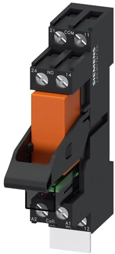 Siemens Lzs: RT4A4L24 Plug-In Relay Compact Unit DC 24V, 2 CO Contact LED MODULE Red Standard Plug-In Socket Screw Terminal, White