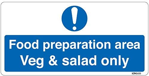 Food Preparation Area Veg & Salad Only-Zeichen, Hinweisschild, selbstklebend [nicht in deutscher Sprache]