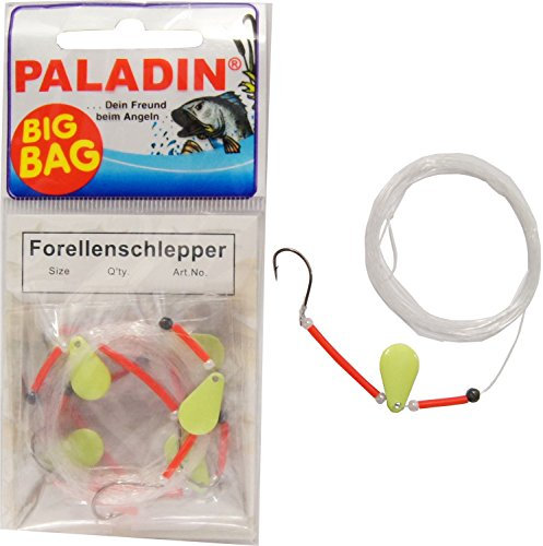 6 Forellenschlepper Forellenhaken Forellen Spinner, Größe:12, Farbe:Fluo Gelb