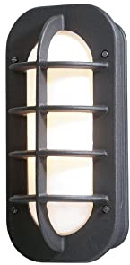 Konstsmide Loke 514-752 Wandleuchte / B: 19cm T: 10cm H: 36cm / 1x60W / IP23 / lackiertes Aluminium / matt-schwarz / mit Steckdose