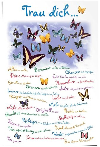 REINDERS Poster, Trau dich…, Kinderzimmer, Poster, Wanddeko, Room Decor, 150 gr. glänzend Bilderdruckpapier, Weiß, 91,5x61cm
