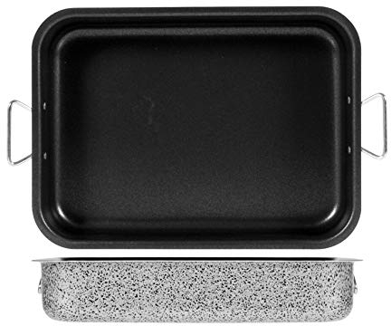 Home Salt Peper Bandeja para Asar con Revestimiento Antiadherente, 35 x 25 cm, Metal, Negro, 25 cm