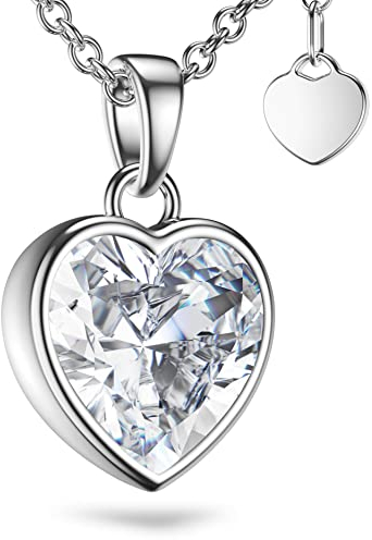 AMOONIC Damen Herzkette *Affection* aus 925er Silber mit Zirkonia Herz-Anhänger I Eine Halskette zum Verlieben | Perfektes *Ich Liebe Dich* Geschenk