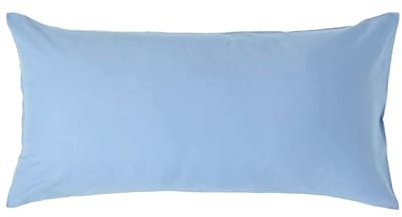 HOMESCAPES Perkal Kissenbezug 40x80 cm blau, Kissenhülle mit Reißverschluss, 100% ägyptische Baumwolle, Fadendichte 200