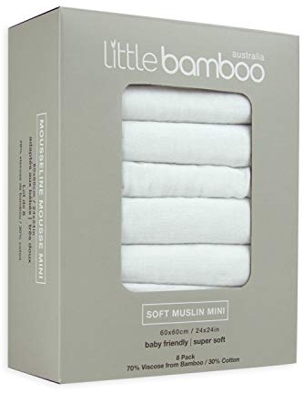 Little Bamboo Lot de 8 carrés de mousseline, blanc