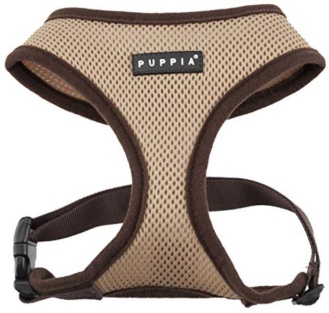 Puppia Hundegeschirr für kleine und mittelgroße Hunde - super weich in vielen Farben - Auch als Welpengeschirr verwendbar -Antizuggeschirr für Hunde, Beige, M