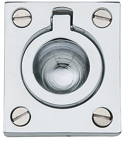 Baldwin Estate 0392.260 Solid Flush Ring Pull in Polished Chrome, 1.25x1.25