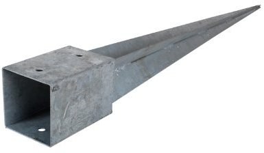 Einschlagbodenhülse | aus Stahl, feuerverzinkt | 90x90 mm x 900mm | zum Einbringen von Pfosten 9x9 cm im Erdreich ohne Beton | Pfostenhülse | Boden-Einschlaghülse | Erdhülse | Bodenhülse