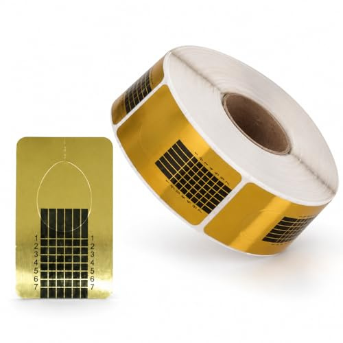 Sun Garden Nails Nageldesign Modellierschablonen 500 Stück Rolle Eckig Gold Selbstklebend für Nagelverlängerung und Nagelverstärkung mit UV Gel und Acryl
