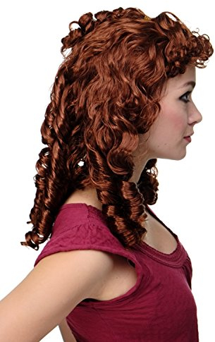 WIG ME UP - RJ048-P340 Perücke Fasching Karneval Biedermeier Antike Renaissance Korkenzieherlocken Braun Rehbraun