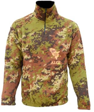 OUTLET MILITARY Maglia in Pile Mezza Zip Vegetato Mimetico TG. L