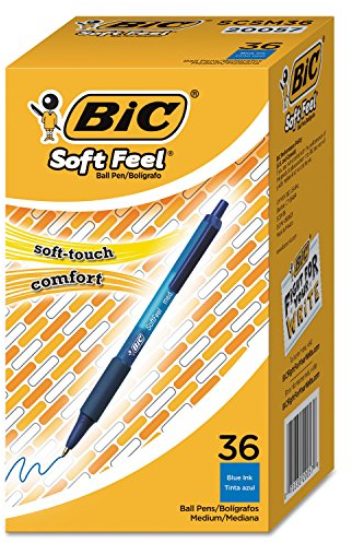 BIC Soft Feel Blue Retractable Ballpoint Pens, 36-Count, 1.0mm Medium Point