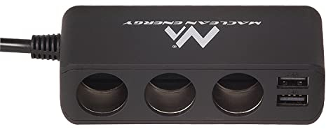 Maclean Energy MCE117 - Ladrón y alargador de mechero de Coche 12V, 3 Tomas y 4 Puertos USB