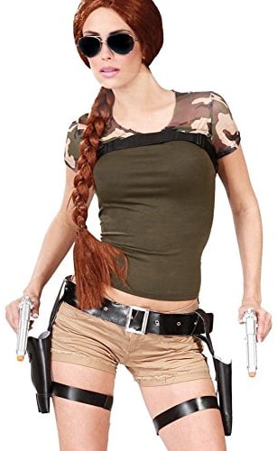 Pistolengürtel inklusive 2 Waffen Halfter Doppelholster mit Pistolen für Polizist Spion SWAT Lara Croft Kostüm Kostüm-Zubehör