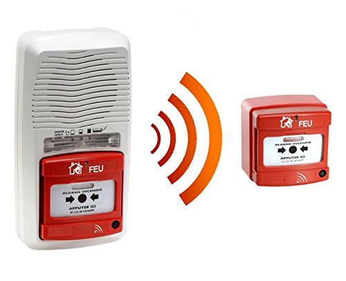 Alarme type 4 radio avec flash + 1 Déclencheur manuel d'alarme incendie radio