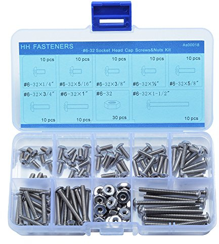# 6–32 UNC, Edelstahl-Spitze Sockel Gap Schrauben mit Muttern Sortiment Set 110-piece Stück
