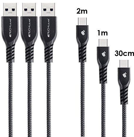 TECHGEAR Cable USB C (30cm/1m/2m) USB Tipo C Fuerte Cable de Cargador y Sincronización Compatible con Samsung Tab S6 Lite, Tab A8 2022, Tab A7, Tab A 10.1, Tab A 10.5, Tab S7 S7 Plus S6 S5e S4 S3