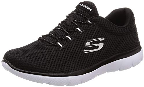 Skechers Damen Summits Trainer, Black Mesh/ White Trim, 36.5 EU
