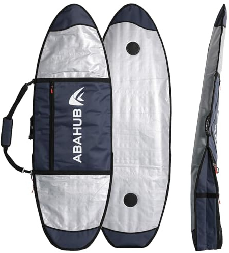 Abahub Premium 6'0 x 22 Surfboard Travel Bag, Foam Padded Surf Board Cover, Shortboard Carrying Bags for Surfing, Outdoor, Airplane, Car, Truck, DarkBlue…