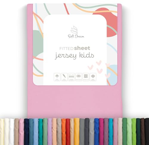 Soft Dream Spannbettlaken 80x200 cm Baumwolle Jersey | Rosa | Steghöhe 30 cm | 150 g/m² | gekämmte Baumwolle | OEKO-TEX Standard 100
