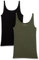 Amazon Essentials Top Ajustado sin Mangas y con Tirantes Finos Mujer, Pack de 2, Negro/Verde Oliva, XL