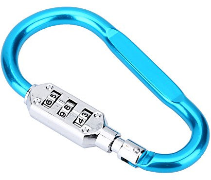 Carabiner Lock, D-Ring Chain Clip Hook Travel Bag Luggage Security Combination Lock Locking Carabiner Padlock for Outdoor, Camping, Hiking, Backpack(Blue)