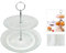 YöL 2 Tier Cake Stand Glass Muffin Cupcake Embossed Afternoon Tea Serving Platter