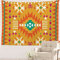 Batmerry Indianer-Tapisserie, mexikanische Azteken-geometrische Kunst, Navajo Tribal Design Druck Picknickmatte Hippie Trippy Tapisserie Wandkunst Dekor für Schlafzimmer Wohnzimmer, 130 x 150 cm,