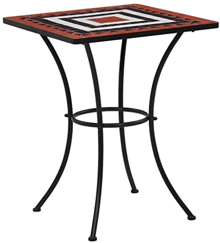 vidaXL Mosaik Bistrotisch Gartentisch Balkontisch Mosaiktisch Terrassentisch Tisch Beistelltisch Gartenmöbel Terrakotta Weiß 60cm Keramik