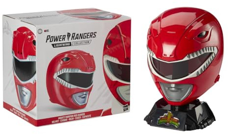 Power Rangers Lightning Collection Mighty Morphin Red Ranger Premium Sammlerhelm Vollmaßstab für Display, Rollenspiele, Cosplay, no Color