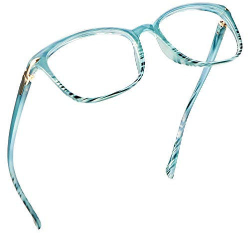 LifeArt Lunettes de lecture, verres de blocage léger bleu, verres d'ordinateur pour femmes hommes (Bleu Rayé, grossissement 2,00)