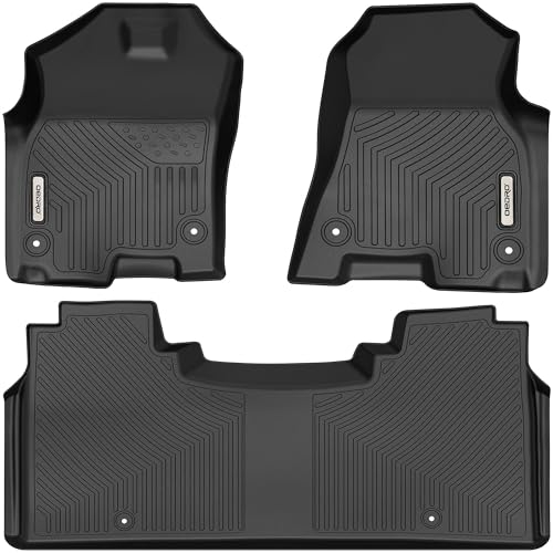 OEDRO Fußmatten kompatibel mit Dodge Ram 1500 New Body Crew Cab 2019–2023 (nicht für klassische Modelle), Vordersitze, mit Aufbewahrungsbox unter dem Sitz, schwarzer TPE-Allwetterschutz – individuelle
