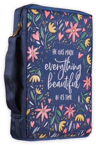 Bible Cover Value Navy Blue/Floral All Beautiful Printed