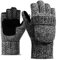 Brynnl Fingerlose Winterhandschuhe Halbfinger Thermohandschuhe Strick Warme Wolle Herren Fingerlos Strick Umwandelbare Fäustlinge mit Klappe Abdeckung für Innen- und Außenbereich, grau, Einheitsgröße