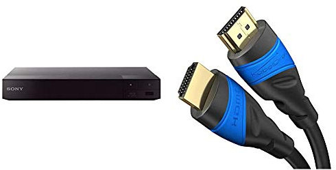 Sony BDP-S6700 Blu-Ray DVD Player - Black & KabelDirekt 4K HDMI Cable with Full Metal Connectors - 2m - supports all available features, black