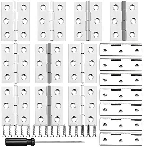 YYWEi Scharniere Edelstahl Türscharniere Klein 20Stk Steckverbinder Klavierband klappbar mit Schrauben und Kreuzschlitzschraubendreher Für Wohnmöbel Hardware Schrank Schrank Tür Schublade