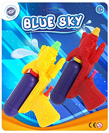 BLUE SKY - 2 Wasserpistolen - Outdoor-Spiel - 048027 - Mehrfarbig - Kunststoff - 15 cm - Kinderspielzeug - Strandspiel - Pool - Ab 3 Jahren