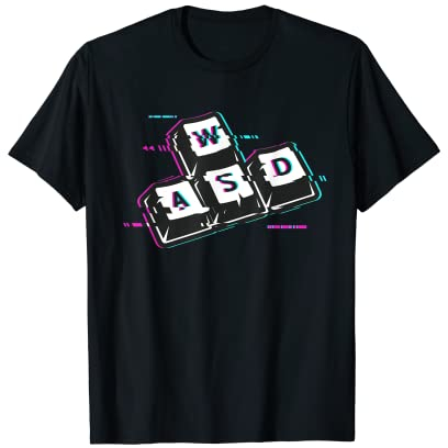 WASD Gaming Geek PC Keyboard Glitch-Style Zocker Gaming T-Shirt
