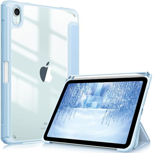 FINTIE Hybrid Case for iPad Mini 7 (A17 Pro) 2024 / iPad Mini 6 (2021) 8.3 Inch - Clear Shockproof Cover with Pencil Holder, Auto Wake/Sleep, Blue